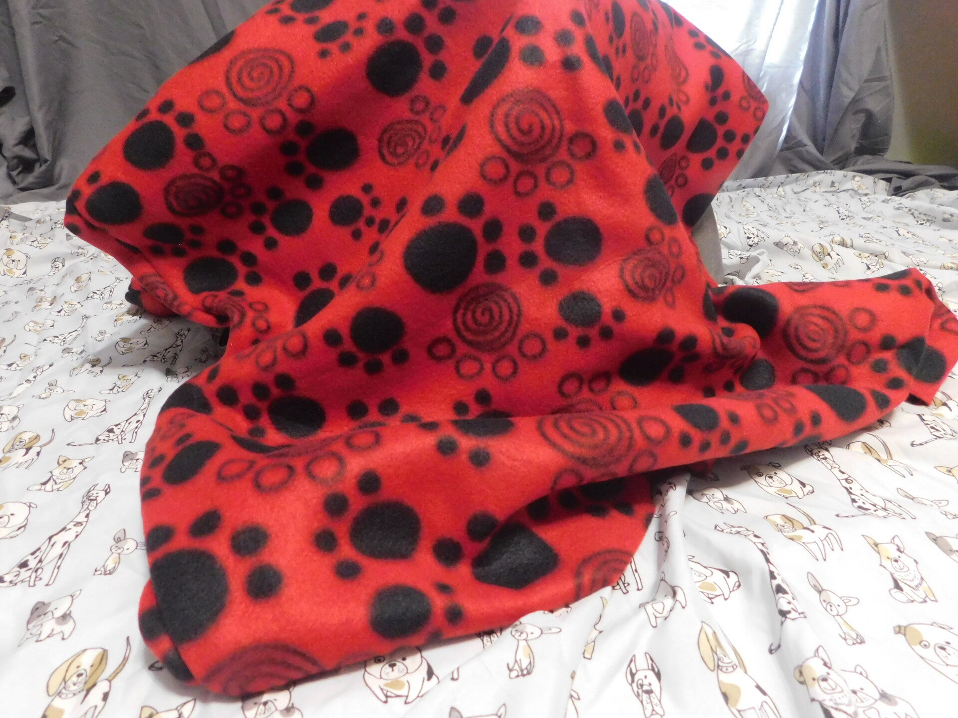 Red with Black Paw Prints