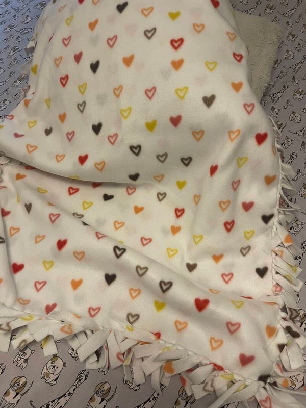 Blankets - White with Colorful Hearts