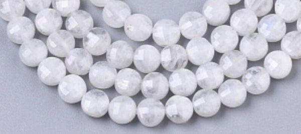 plat rond Rainbow Moonstone faceted 4x2.5 mm  per 10 stuks