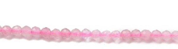 2mm faceted Rozenkwarts  grade AA        per 50 stuks