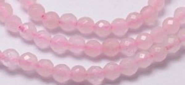 6 mm faceted Rozenkwarts     per 10 stuks