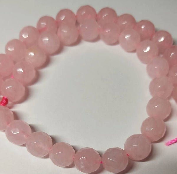 10 mm faceted Rozenkwarts       per stuk