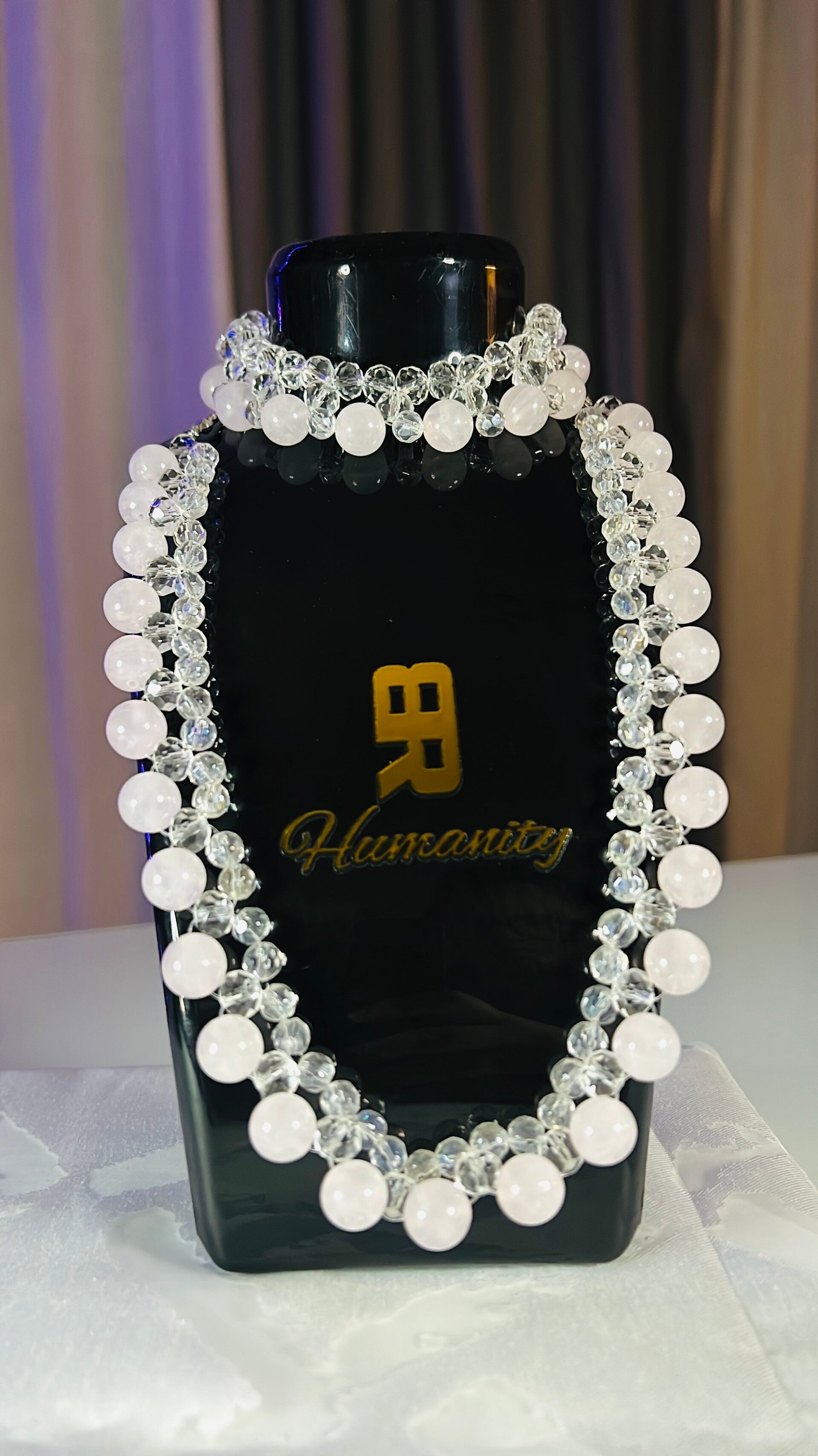 ROSE QUARTZ & WHITE CRYSTAL JEWELRY SET