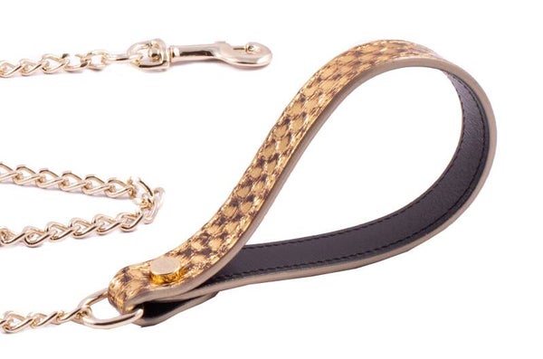 LEASH -Watersnake leather, gold