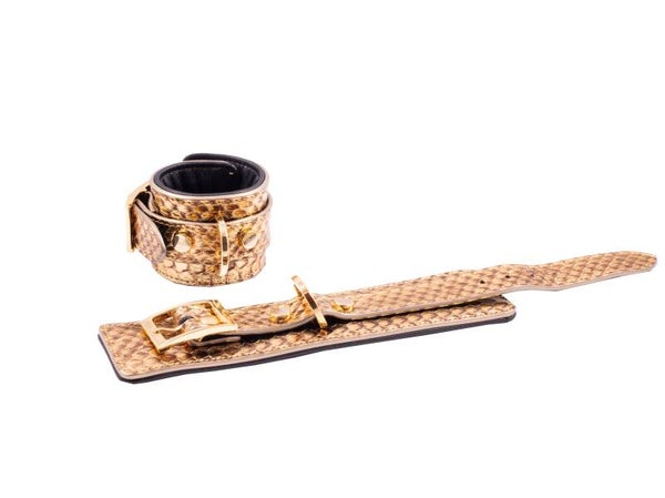 HANDCUFF - Watersnake leather, gold