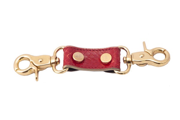 2 CARABINER CONNECTOR - genuine Watersnake leather - diff. COLOURS