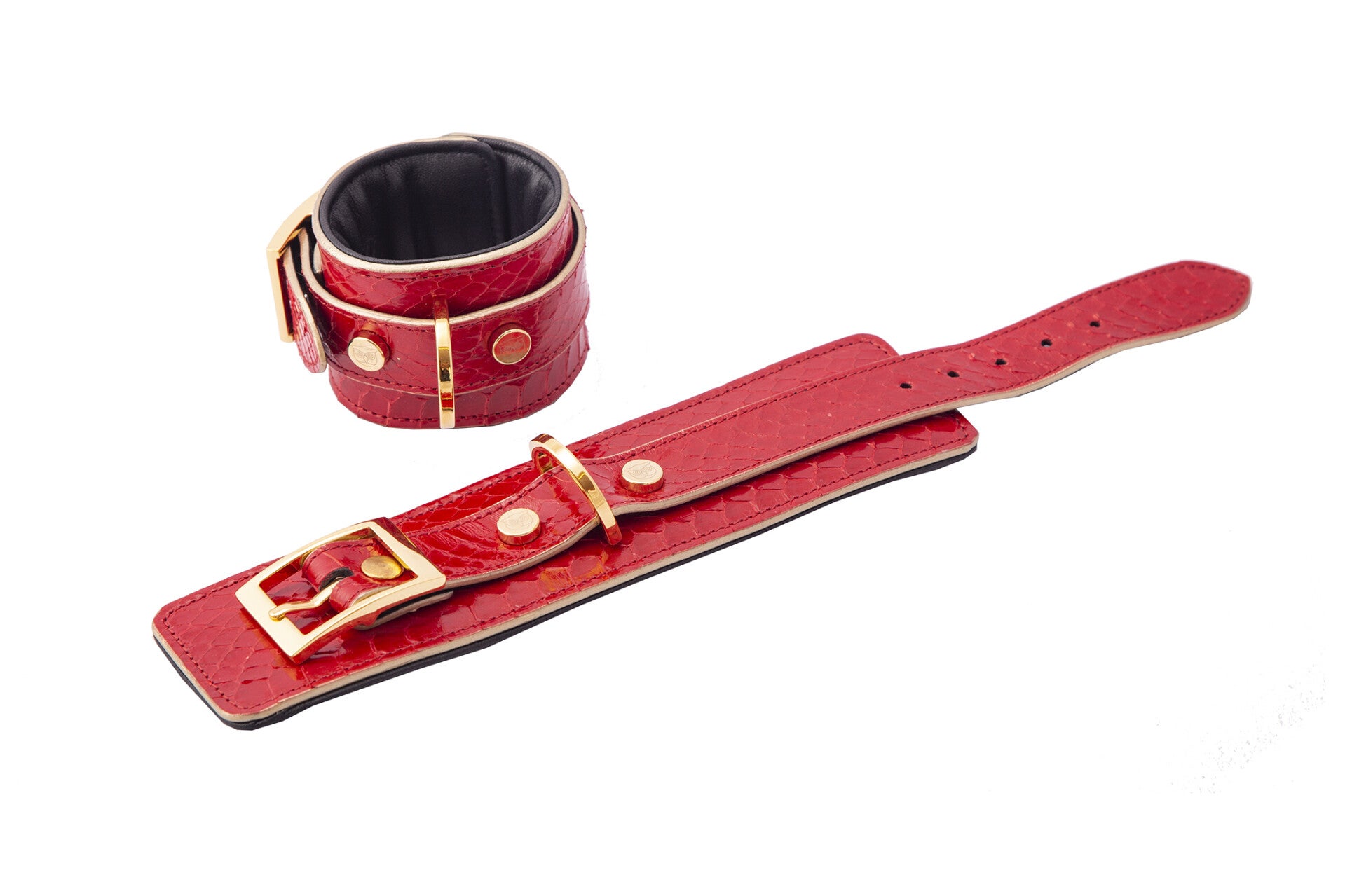 HANDCUFF - Watersnake leather, red