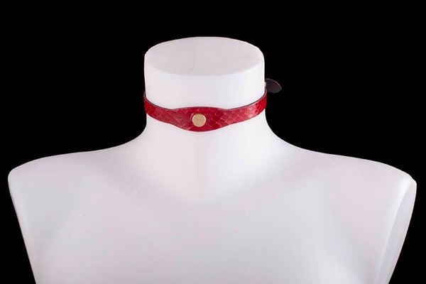 CHOKER ANUBIS - Watersnake leather, red