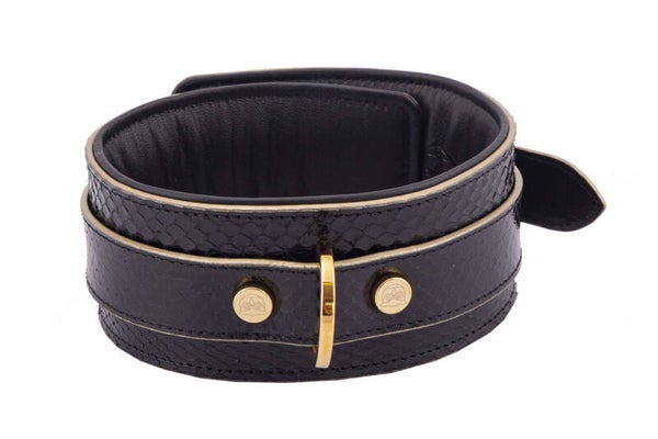 COLLAR - Watersnake leather, black