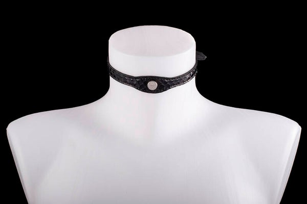 CHOKER ANUBIS - Watersnake leather, black