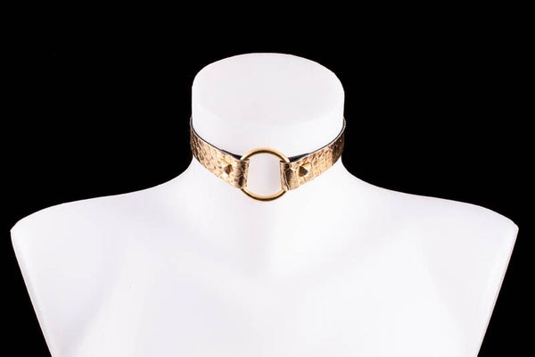 Choker Olimpia in real snake col. oro Antico