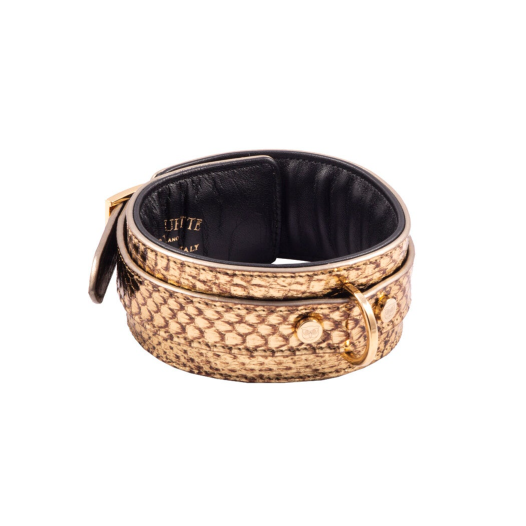 COLLAR - Watersnake leather, gold