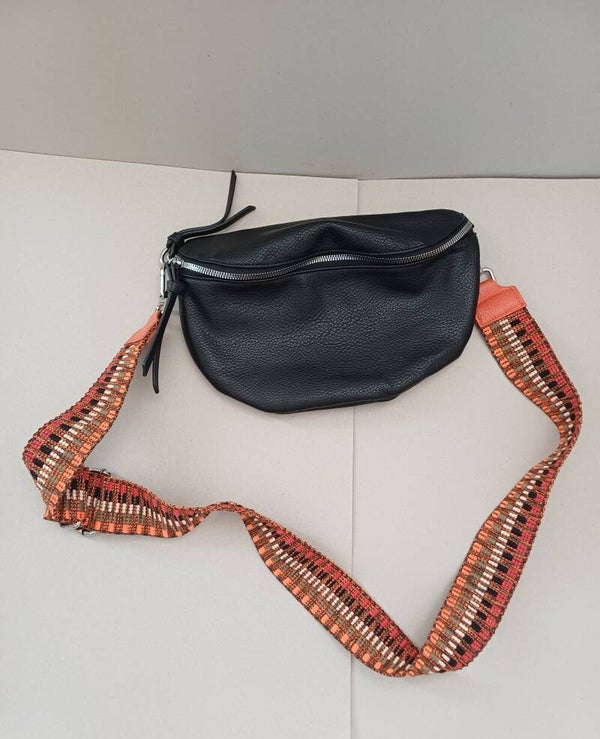 Tasche schwarz (oranger Trageriemen)