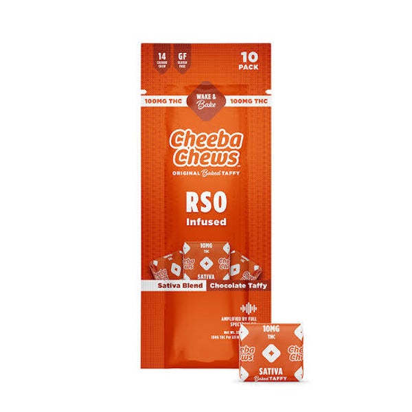 Cheeba Chews: Chocolate Taffy SATIVA RSO infused 100mg