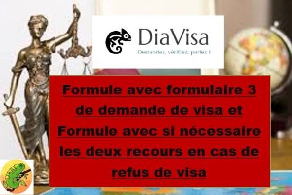 Formule avec formulaire 3 de demande de visa et formule avec si nécessaire deux  recours en cas de refus de visa / 11.500.000 Ariary