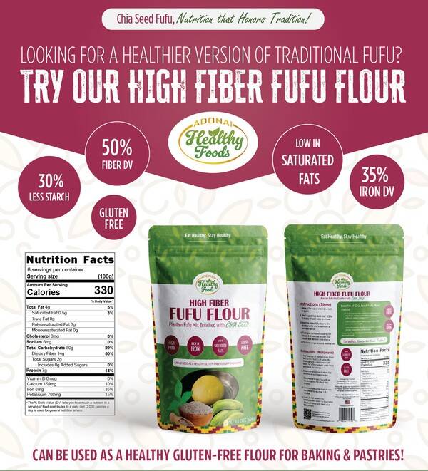 HIGH FIBER FUFU FLOUR ENRICHED WITH CHIA SEED