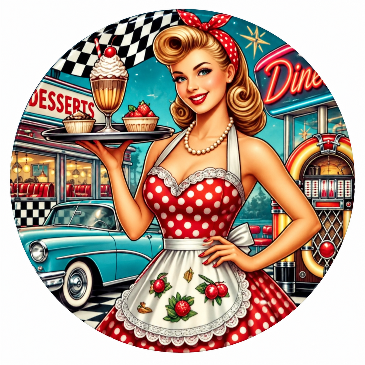 Magnet Rétro Serveuse Années 50