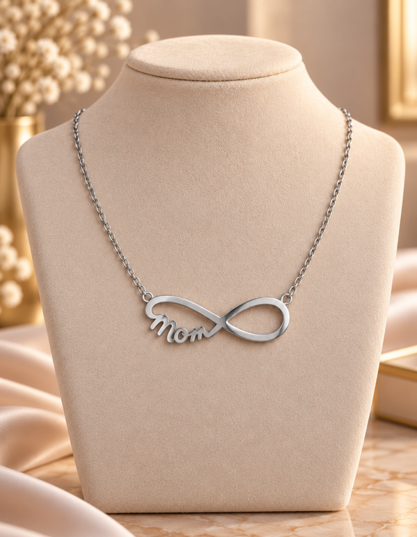 Collier en acier inoxydable Infini écriture Mom
