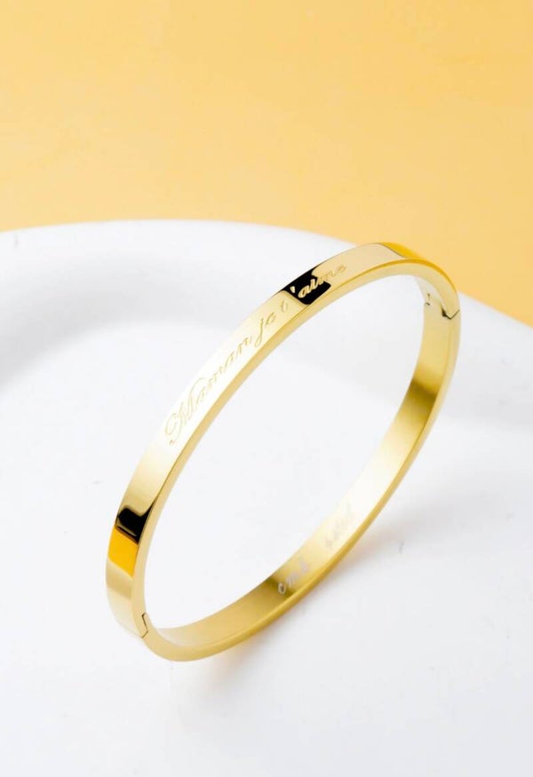 Bracelet message Maman je t'aime en acier inoxydable