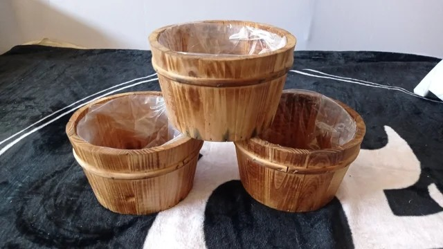 MACETAS DE MADERA PACKx3