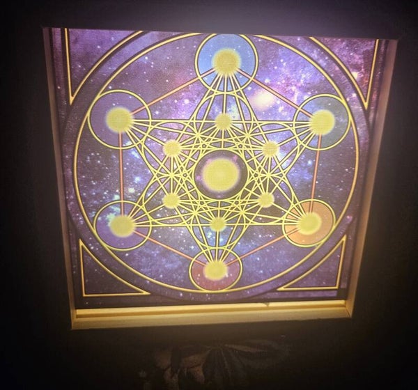 LEDSACRED GEOMETRY WOODEN LIGHT BOX W/ INTERCHANGEABLE GLASS PLATES