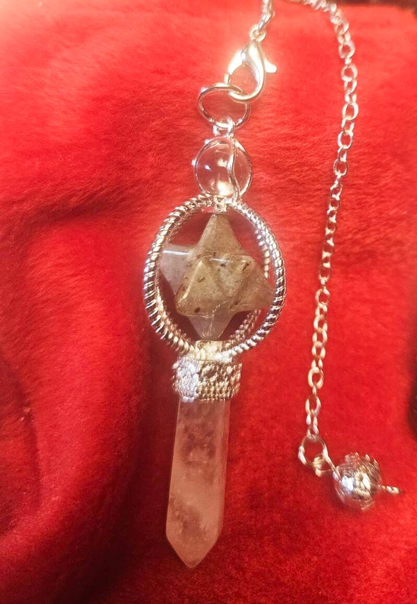 NATURAL LABORADITE /QUARTZ MER-KA-BAH PENDULUM PENDULUM