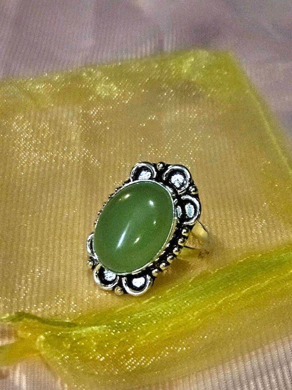 STERLING SILVER GREEN ADVENTURINE SZ6 US
