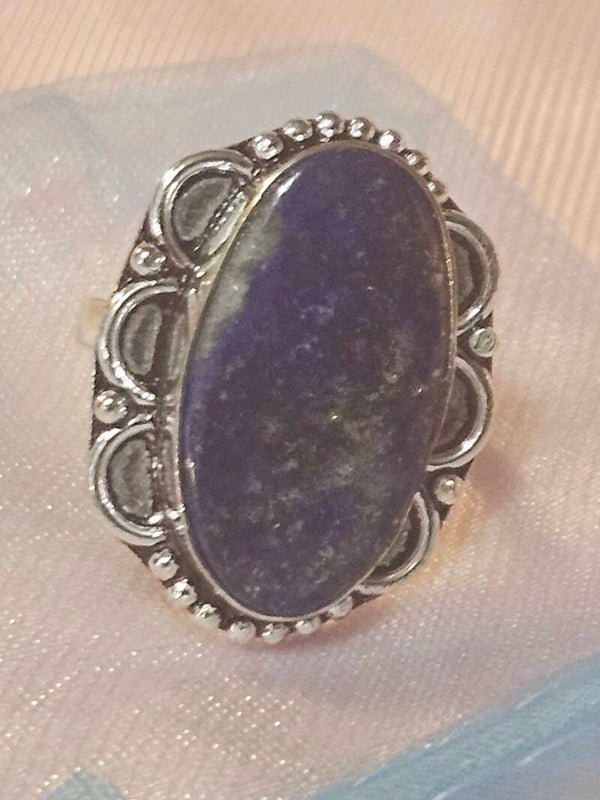 Natural LAPIS LAZULI STERLING SILVER RING SIZE 7.75