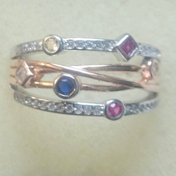 CRYSTAL AMETHYST AND SAPPHIRE RING SOLID STERLING SILVER