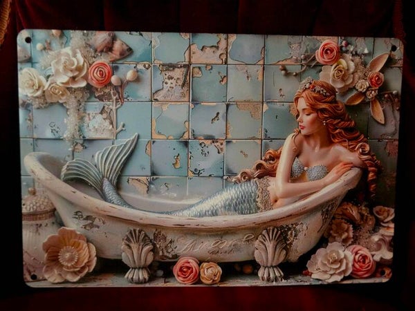MERMAID BATHING METAL SIGN