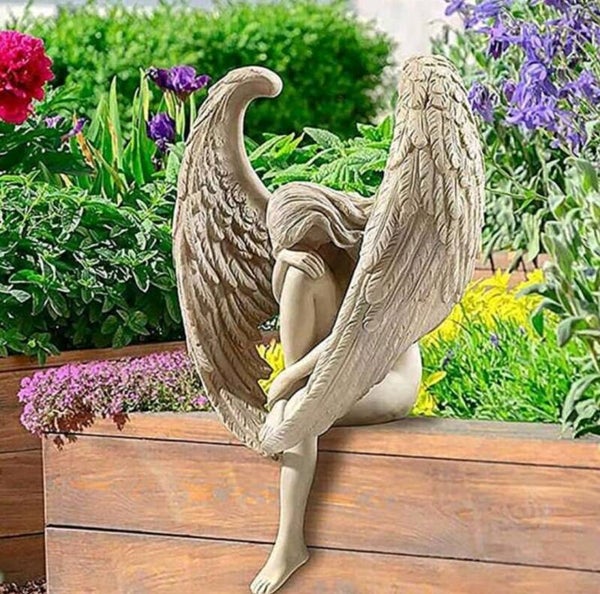 SHELF SITTING ANGEL RESIN  BEAUTIFUL INDOOR OUTDOOR