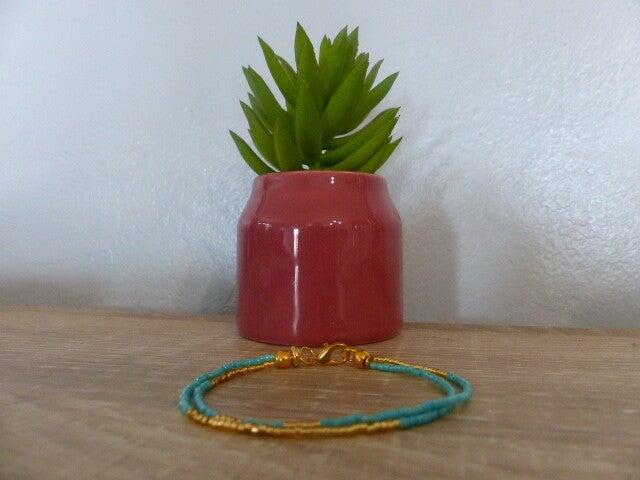 Bracelet turquoise et doré