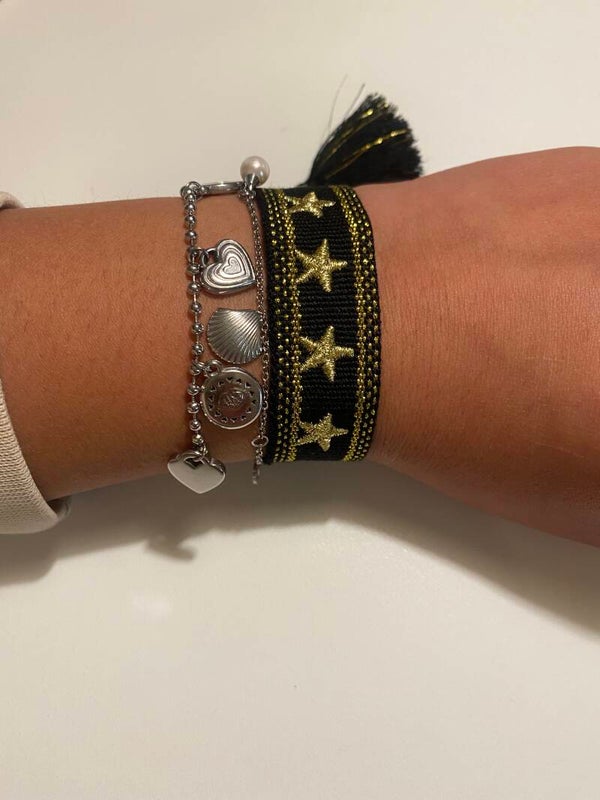 Star woven armbandje double gold