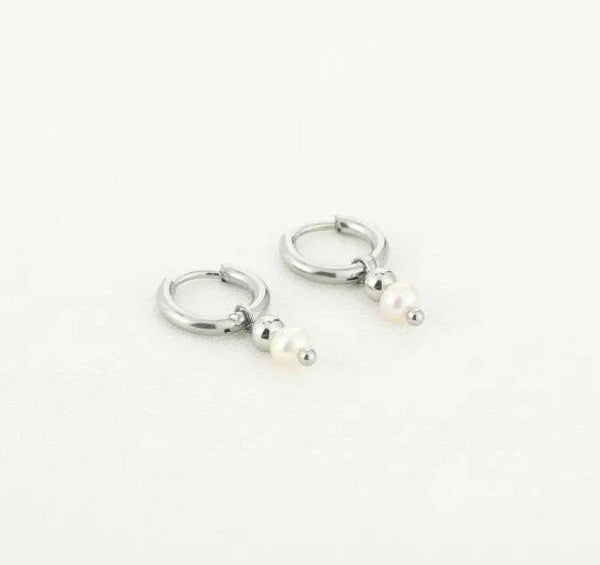 The earrings mini pearl and steel