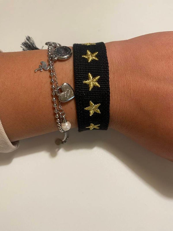 Star woven armbandje gold