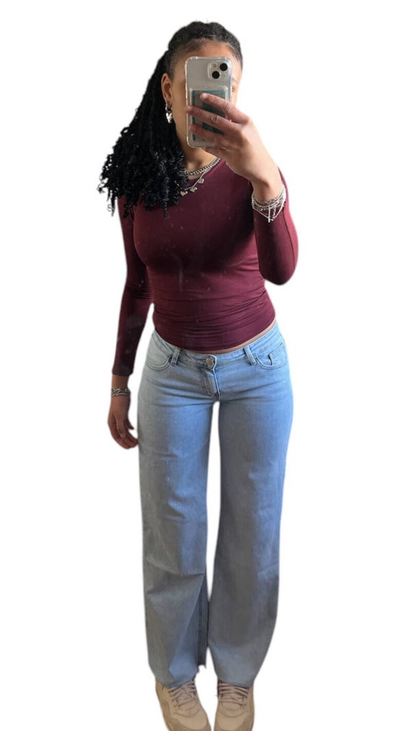 Low waist wide leg jeans light blue