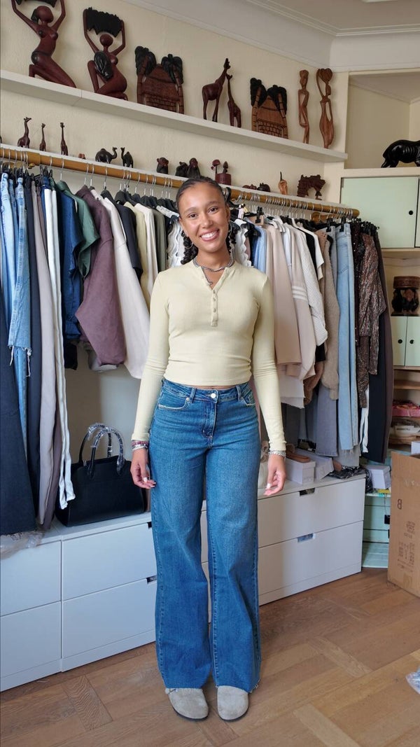 Extra long wide leg jeans dark blue