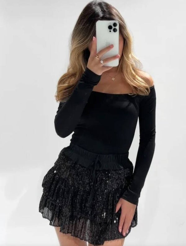 Glitter skort Estelle (zwart)