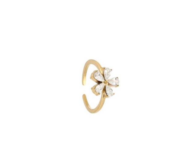 The diamond flower ring goud