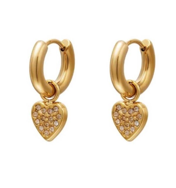 De strass hart oorbellen