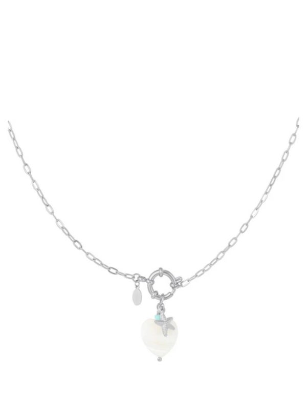 The sea star heart necklace (Zilver)