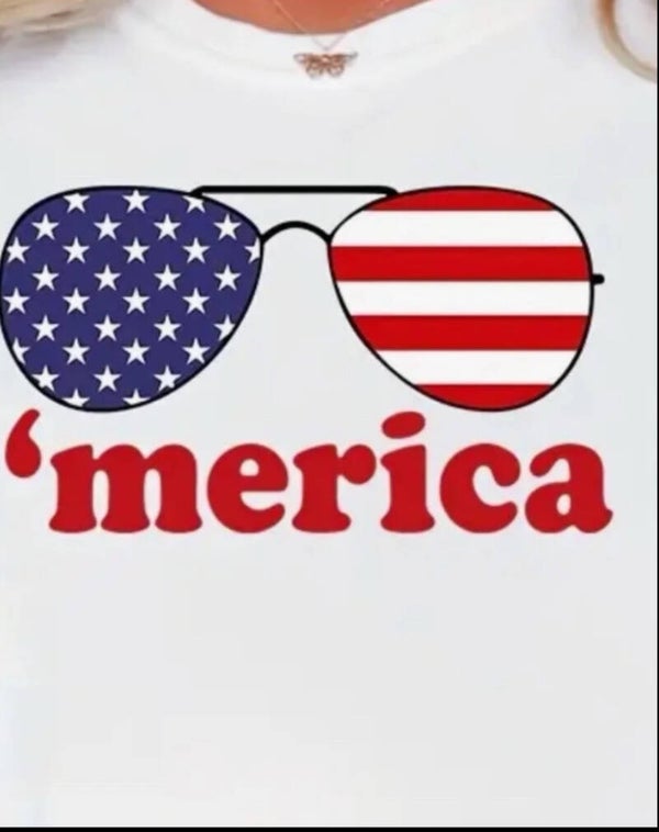 America Flag on Sunglasses T-Shirt