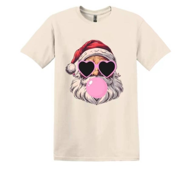 Santa W/Heart Shape Glasses T-Shirt