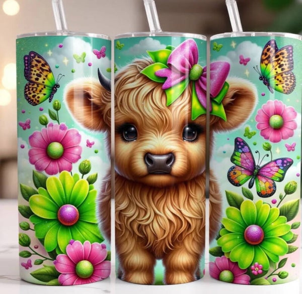 Cow and Flowers Tumbler