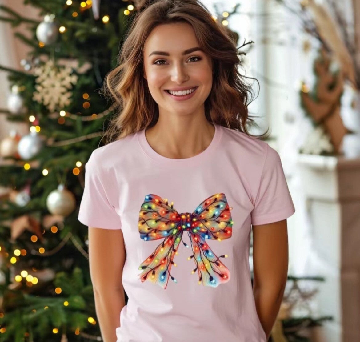 Christmas Bow W/Lights T-Shirt