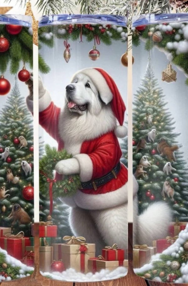 Christmas Dog Decorating Tree Tumbler