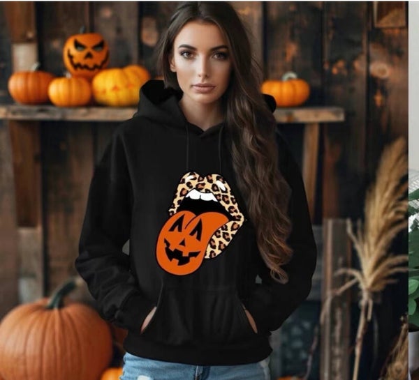 Mouth with a Pumpkin Tongue Hoodie