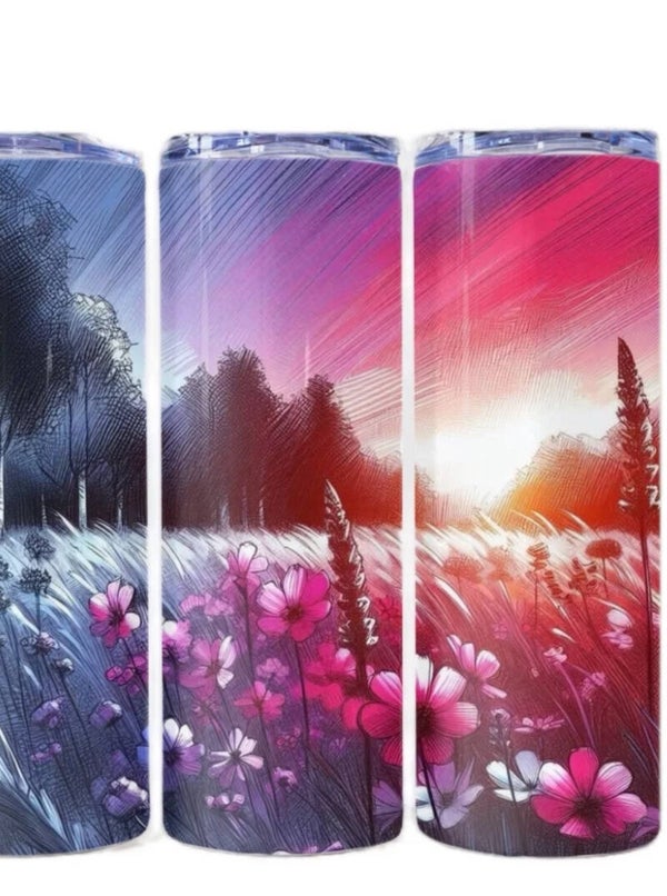 Sunset And Flowers Tumbler