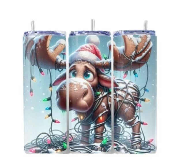 Tumbler With A Christmas Deer.