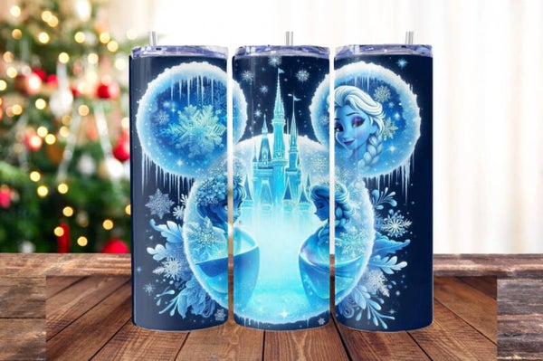 Mickey Silhouette with frozen Characters Tumbler